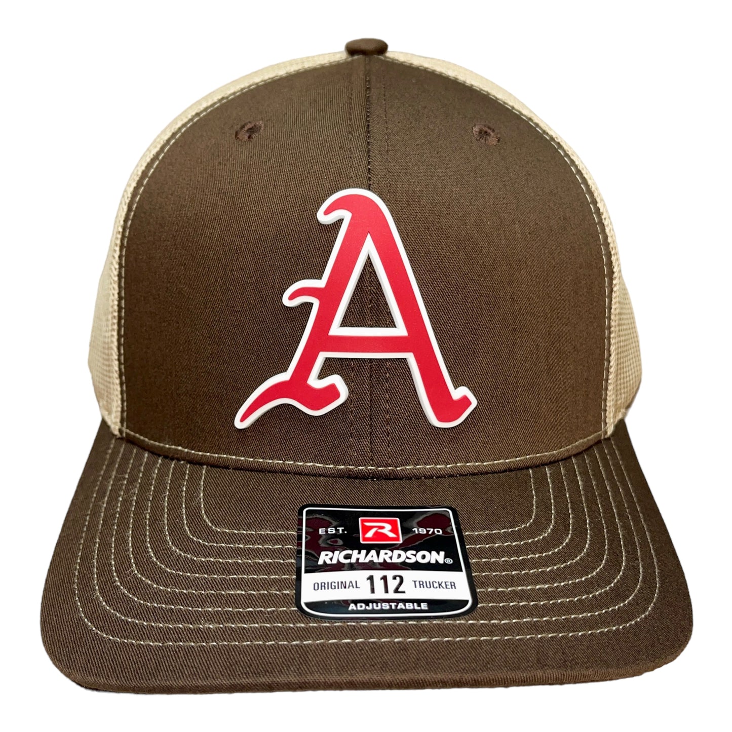 Arkansas Razorbacks Baseball A 3D Snapback Trucker Hat- Brown/ Tan