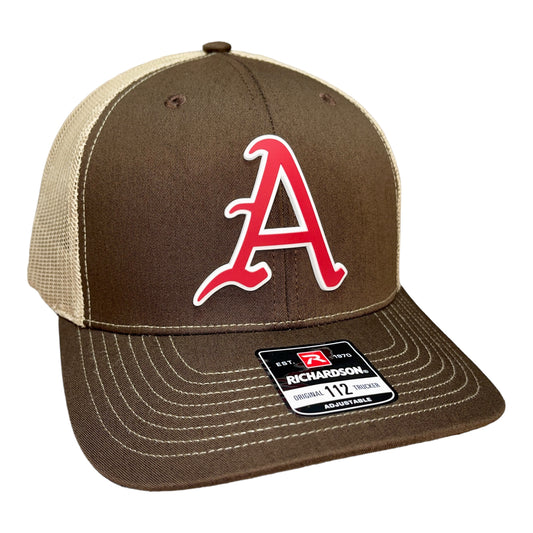 Arkansas Razorbacks Baseball A 3D Snapback Trucker Hat- Brown/ Tan