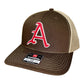 Arkansas Razorbacks Baseball A 3D Snapback Trucker Hat- Brown/ Tan