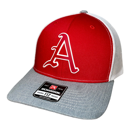 Arkansas Razorbacks Baseball A 3D Snapback Trucker Hat- Red/ White/ Heather Grey