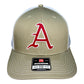 Arkansas Razorbacks Baseball A 3D Snapback Trucker Hat- Tan/ White