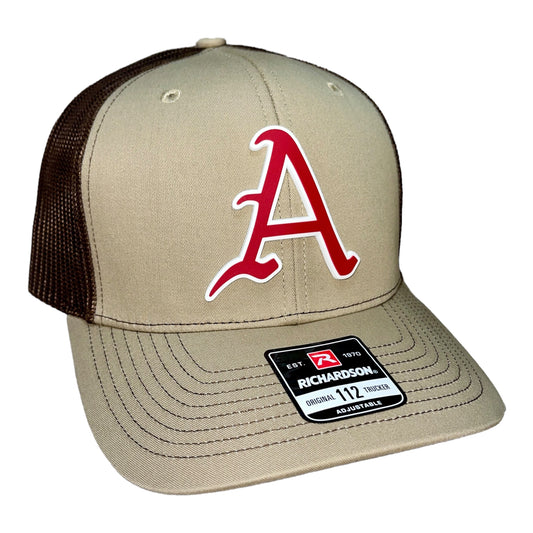 Arkansas Razorbacks Baseball A 3D Snapback Trucker Hat- Tan/ Coffee