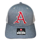 Arkansas Razorbacks Baseball A 3D Snapback Trucker Hat- Heather Grey/ White