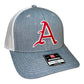 Arkansas Razorbacks Baseball A 3D Snapback Trucker Hat- Heather Grey/ White