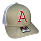 Arkansas Razorbacks Baseball A 3D Snapback Trucker Hat- Tan/ White