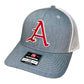 Arkansas Razorbacks Baseball A 3D Snapback Trucker Hat- Heather Grey/ White