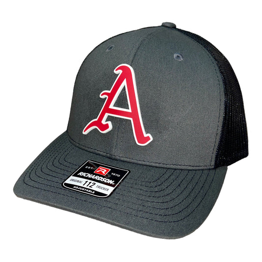 Arkansas Razorbacks Baseball A 3D Snapback Trucker Hat- Charcoal/ Black