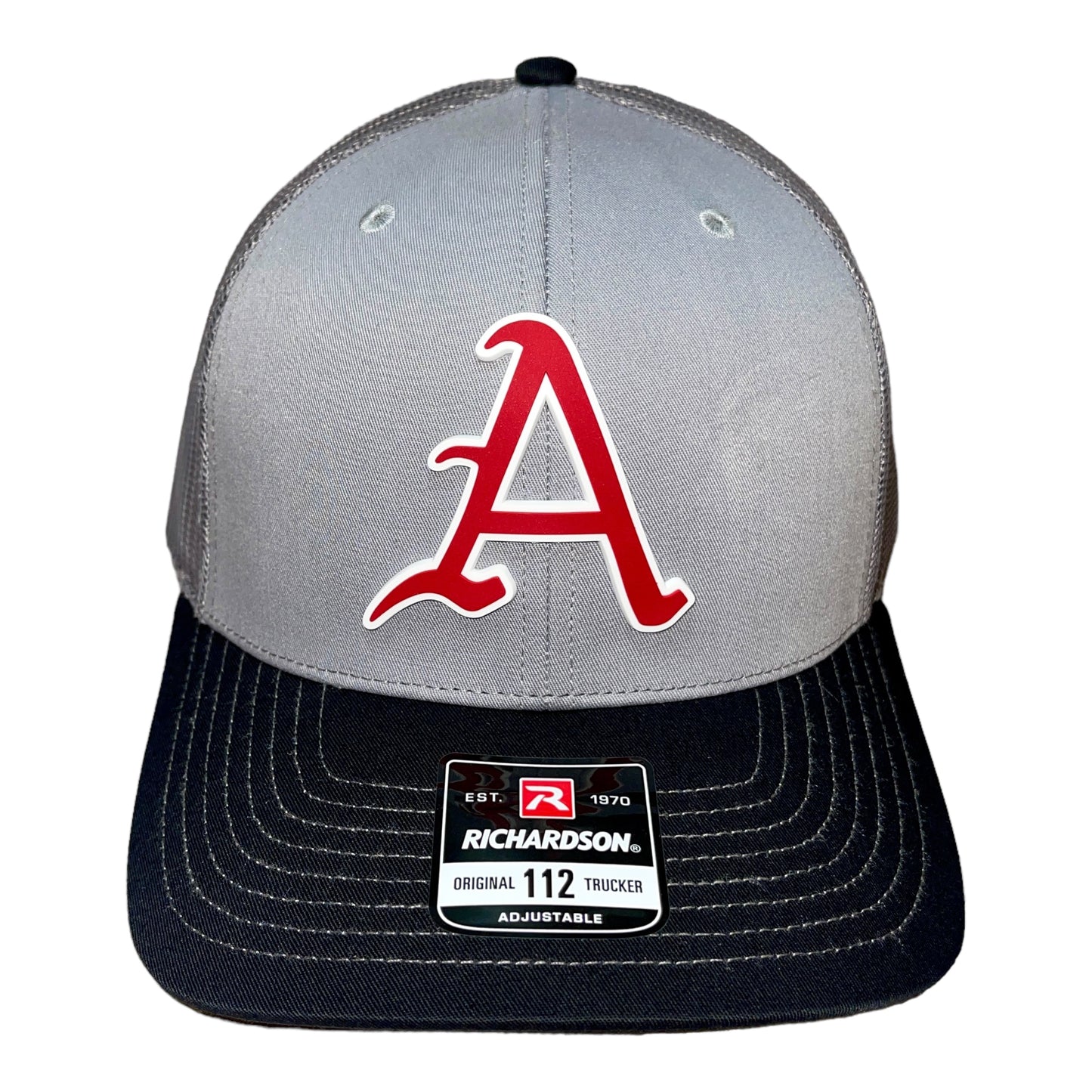 Arkansas Razorbacks Baseball A 3D Snapback Trucker Hat- Grey/ Charcoal/ Black