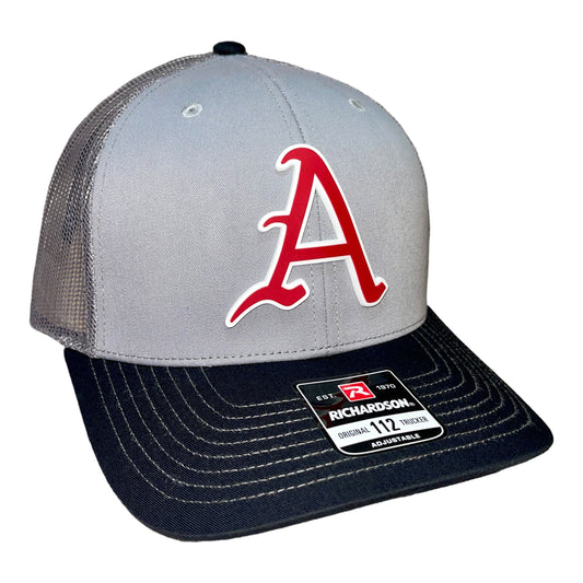 Arkansas Razorbacks Baseball A 3D Snapback Trucker Hat- Grey/ Charcoal/ Black