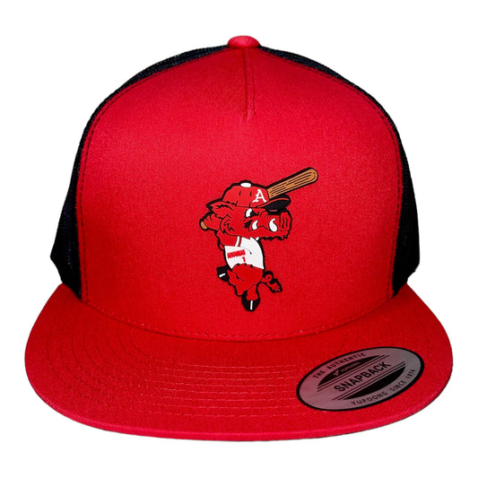Arkansas Razorbacks Baseball Ribby YP Snapback Flat Bill Trucker Hat- Red/ Black