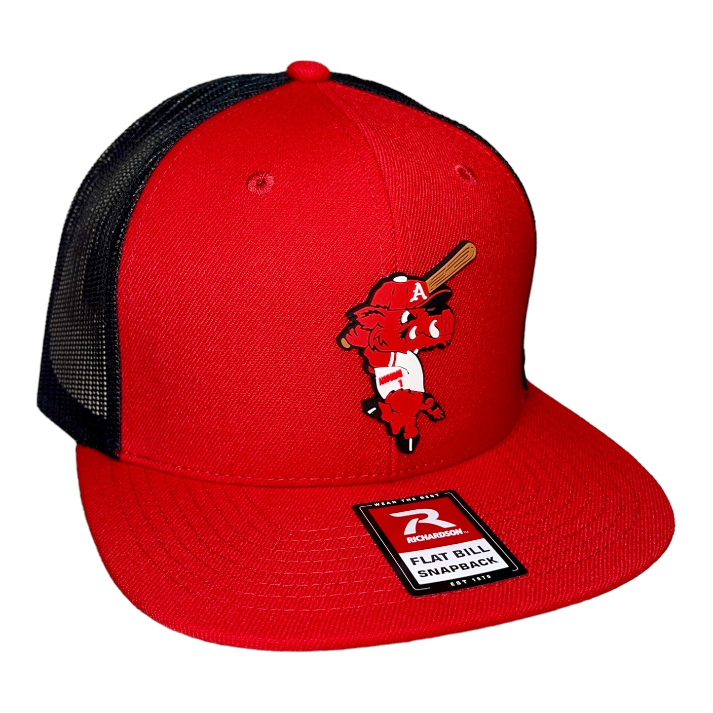 Arkansas Razorbacks Baseball Ribby 3D Wool Blend Flat Bill Hat- Red/ Black