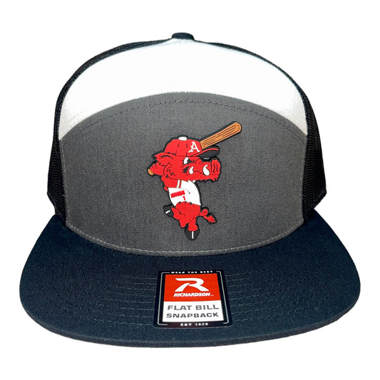 Arkansas Razorbacks Baseball Ribby 3D Snapback Seven-Panel Trucker Hat- Charcoal/ White/ Black