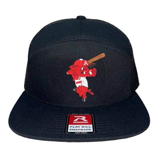 Arkansas Razorbacks Baseball Ribby 3D Snapback Seven-Panel Trucker Hat-Black