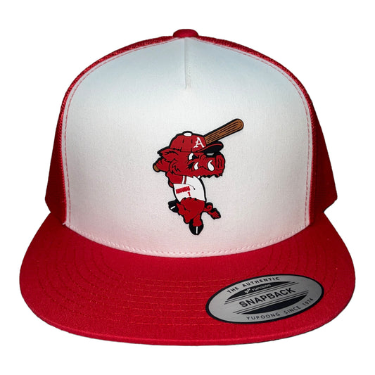 Arkansas Razorbacks Baseball Ribby YP Snapback Flat Bill Trucker Hat- White/ Red