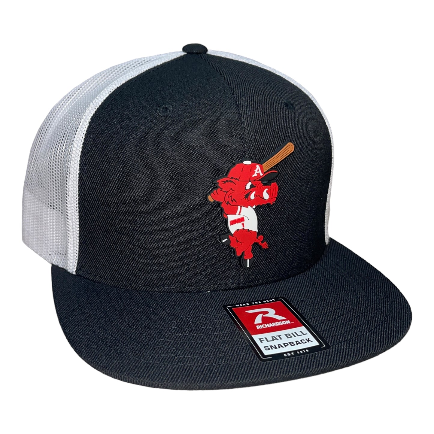 Arkansas Razorbacks Baseball Ribby 3D Wool Blend Flat Bill Hat- Black/ White