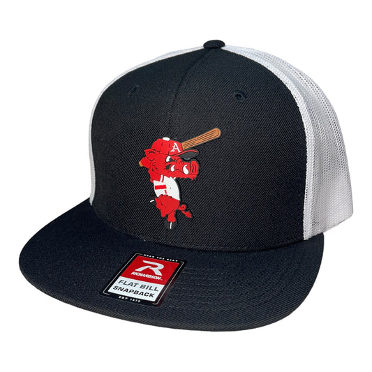 Arkansas Razorbacks Baseball Ribby 3D Wool Blend Flat Bill Hat- Black/ White