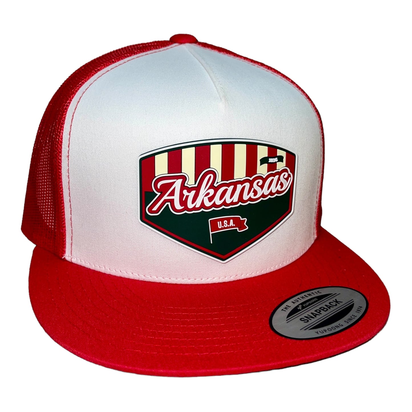 Arkansas Razorbacks Baseball Heritage Series 3D YP Snapback Flat Bill Trucker Hat- White/ Red
