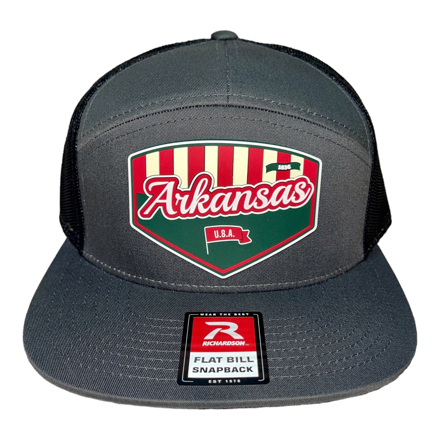 Arkansas Razorbacks Baseball Heritage Series 3D Snapback Seven-Panel Flat Bill Trucker Hat- Charcoal/ Black