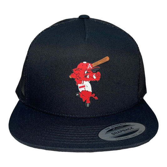 Arkansas Razorbacks Baseball Ribby YP Snapback Flat Bill Trucker Hat- Black