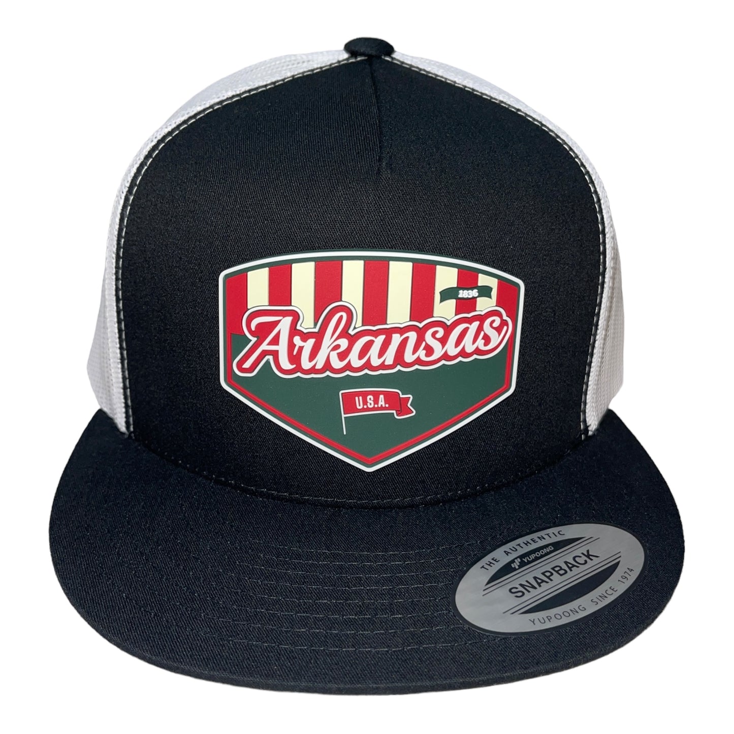 Arkansas Razorbacks Baseball Heritage Series 3D YP Snapback Flat Bill Trucker Hat- Black/ White