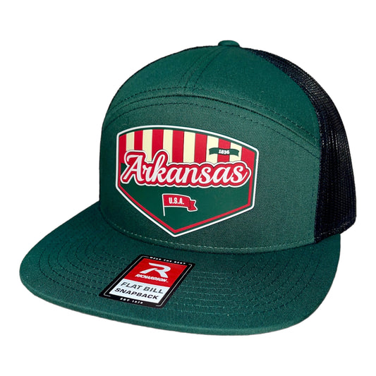 Arkansas Razorbacks Baseball Heritage Series 3D Snapback Seven-Panel Flat Bill Trucker Hat- Dark Green/ Black