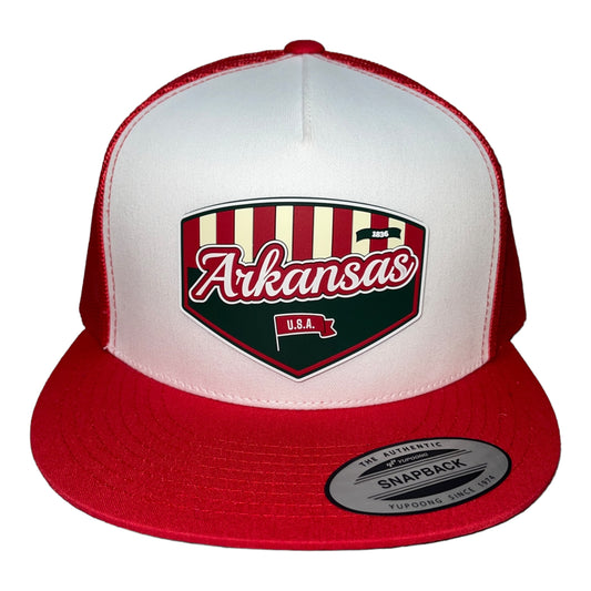 Arkansas Razorbacks Baseball Heritage Series 3D YP Snapback Flat Bill Trucker Hat- White/ Red