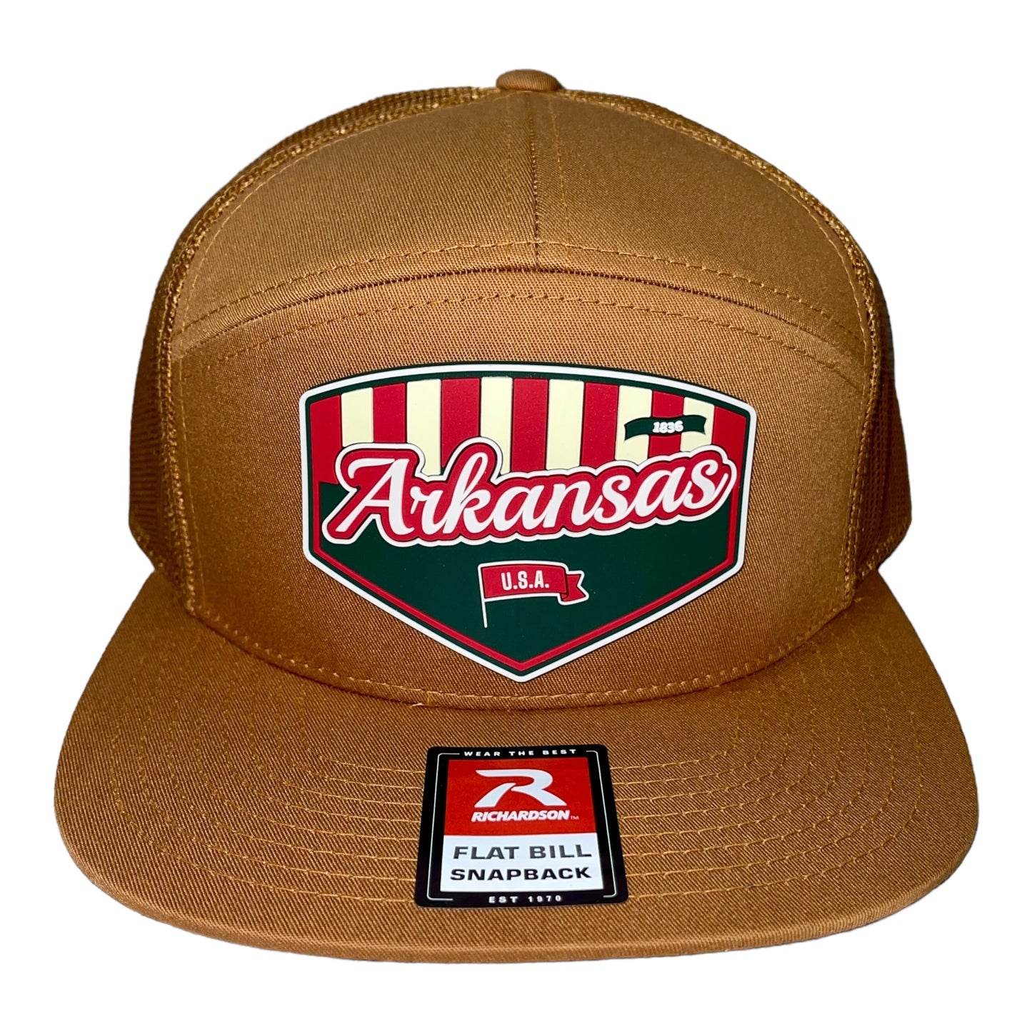 Arkansas Razorbacks Baseball Heritage Series 3D Snapback Seven-Panel Flat Bill Trucker Hat- Caramel