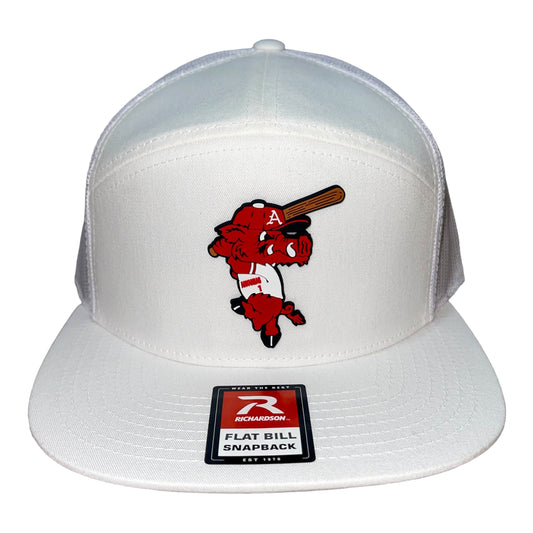 Arkansas Razorbacks Baseball Ribby 3D Snapback Seven-Panel Trucker Hat- White