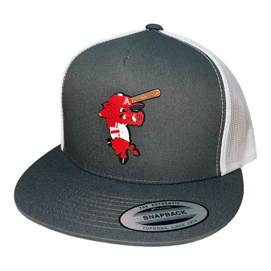 Arkansas Razorbacks Baseball Ribby YP Snapback Flat Bill Trucker Hat- Charcoal/ White