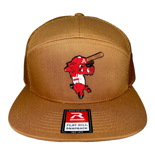 Arkansas Razorbacks Baseball Ribby 3D Snapback Seven-Panel Trucker Hat- Caramel