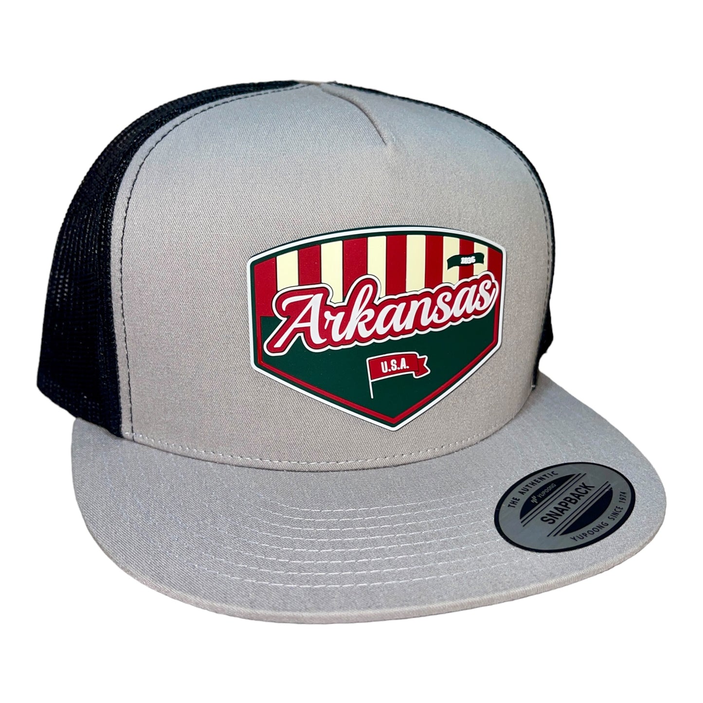 Arkansas Razorbacks Baseball Heritage Series 3D YP Snapback Flat Bill Trucker Hat- Silver/ Black