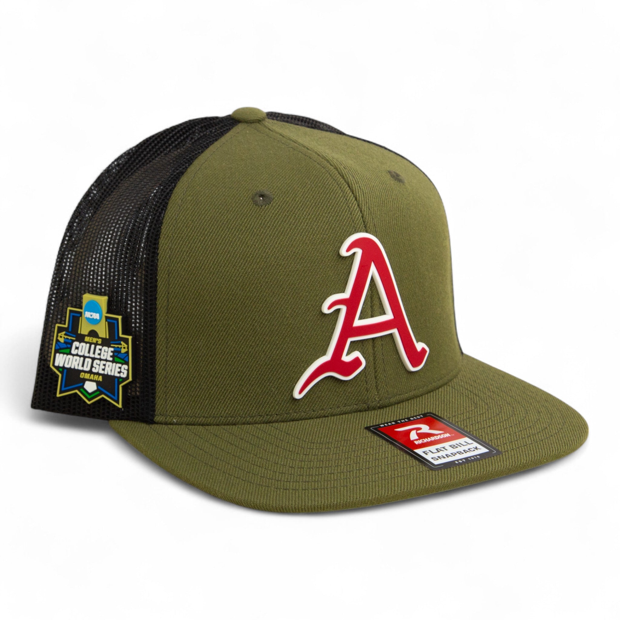 ArkansasRazorbacksBaseballScriptA2025CollegeWorldSeriesFlatBillHat_10 ...
