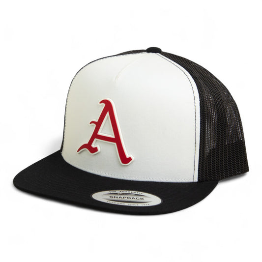 Arkansas Razorbacks Baseball Script A 2025 College World Series 3D YP Snapback Flat Bill Trucker Hat- White/ Black