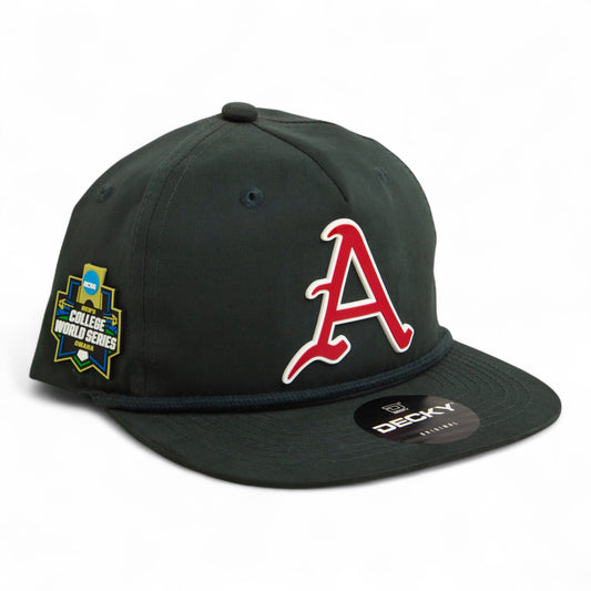 Arkansas Razorbacks Baseball Script A 2025 College World Series 3D Classic Rope Hat- Charcoal