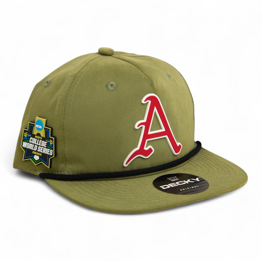 Arkansas Razorbacks Baseball Script A 2025 College World Series 3D Classic Rope Hat- Loden/ Black