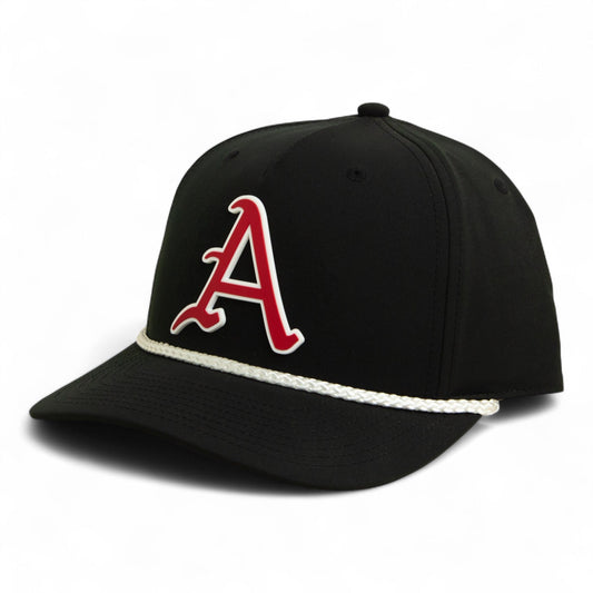 Arkansas Razorbacks Baseball Script A 3D Five Panel Classic Rope Hat- Black/ White