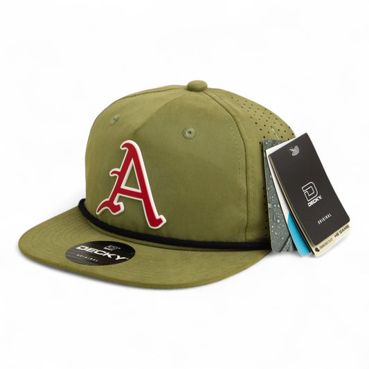 Arkansas Razorbacks Baseball Script A 2025 College World Series 3D Perforated Rope Hat- Loden/ Black
