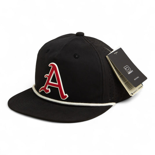 Arkansas Razorbacks Baseball Script A 2025 College World Series 3D Perforated Rope Hat- Black/ White