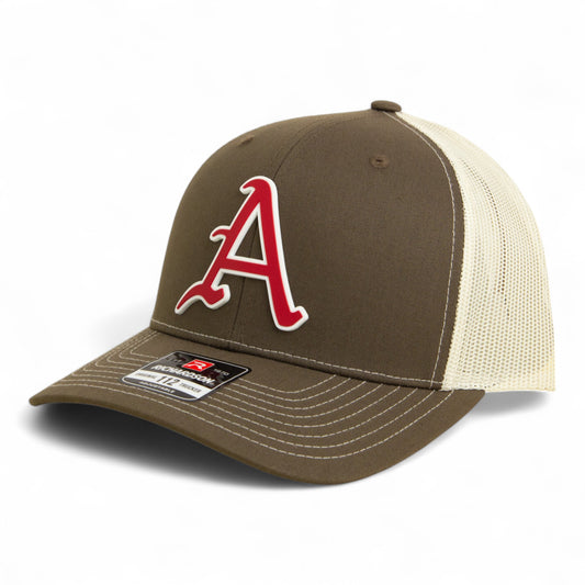 Arkansas Razorbacks Baseball Script A 2025 College World Series 3D Snapback Trucker Hat- Chocolate Chip/ Birch