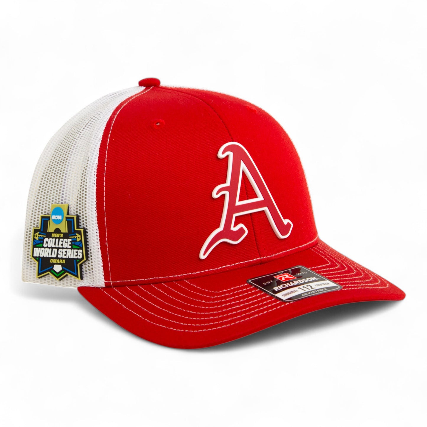 Arkansas Razorbacks Baseball Script A 2025 College World Series 3D Snapback Trucker Hat- Red/ White