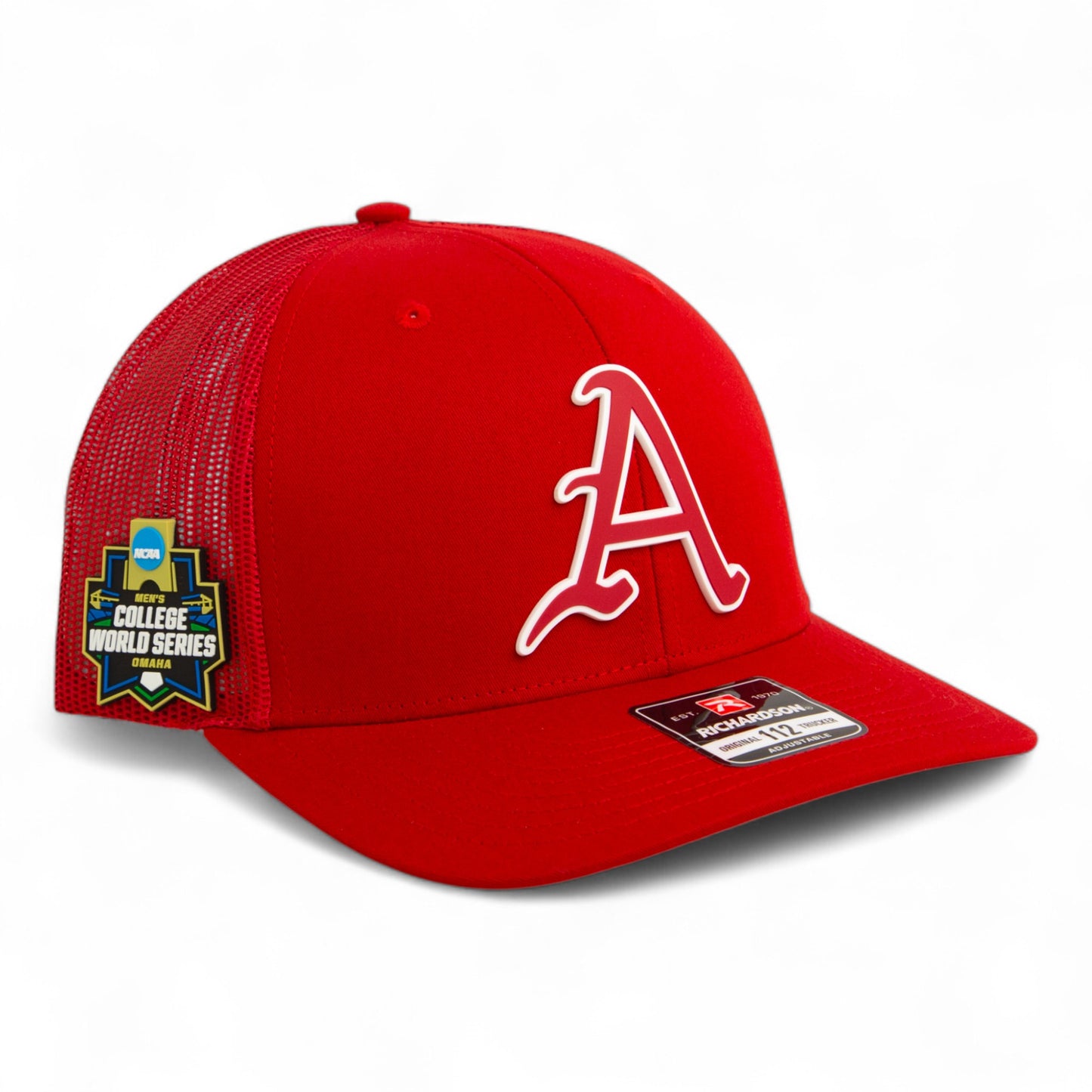 Arkansas Razorbacks Baseball Script A 2025 College World Series 3D Snapback Trucker Hat- Red