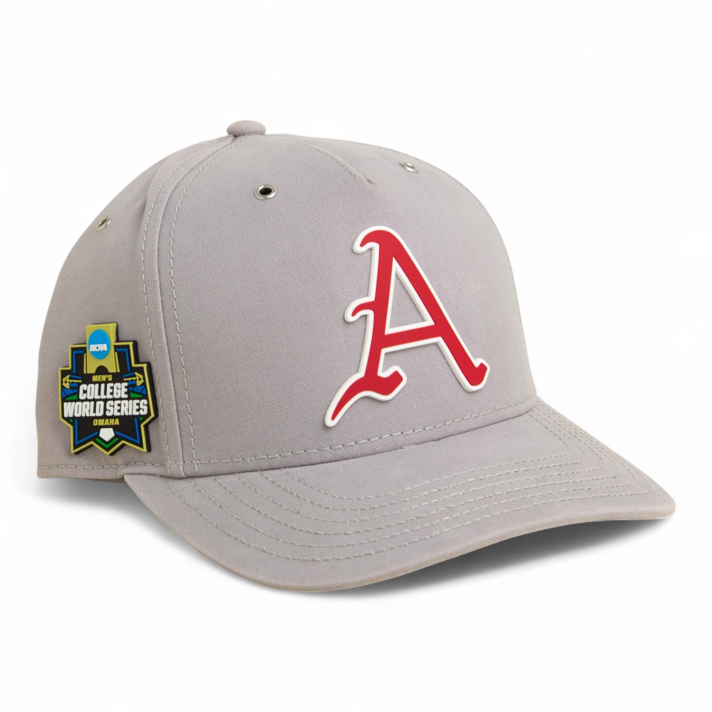 Arkansas Razorbacks Baseball Script A 2025 College World Series 3D Snapback Canvas Hat- Grey