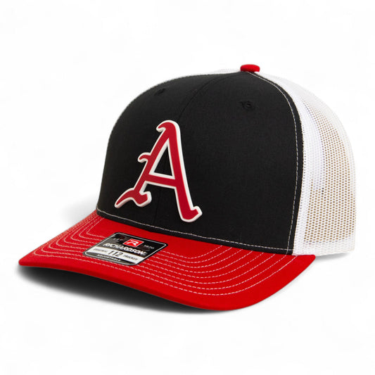 Arkansas Razorbacks Baseball Script A 3D Snapback Trucker Hat- Black/ White/ Red