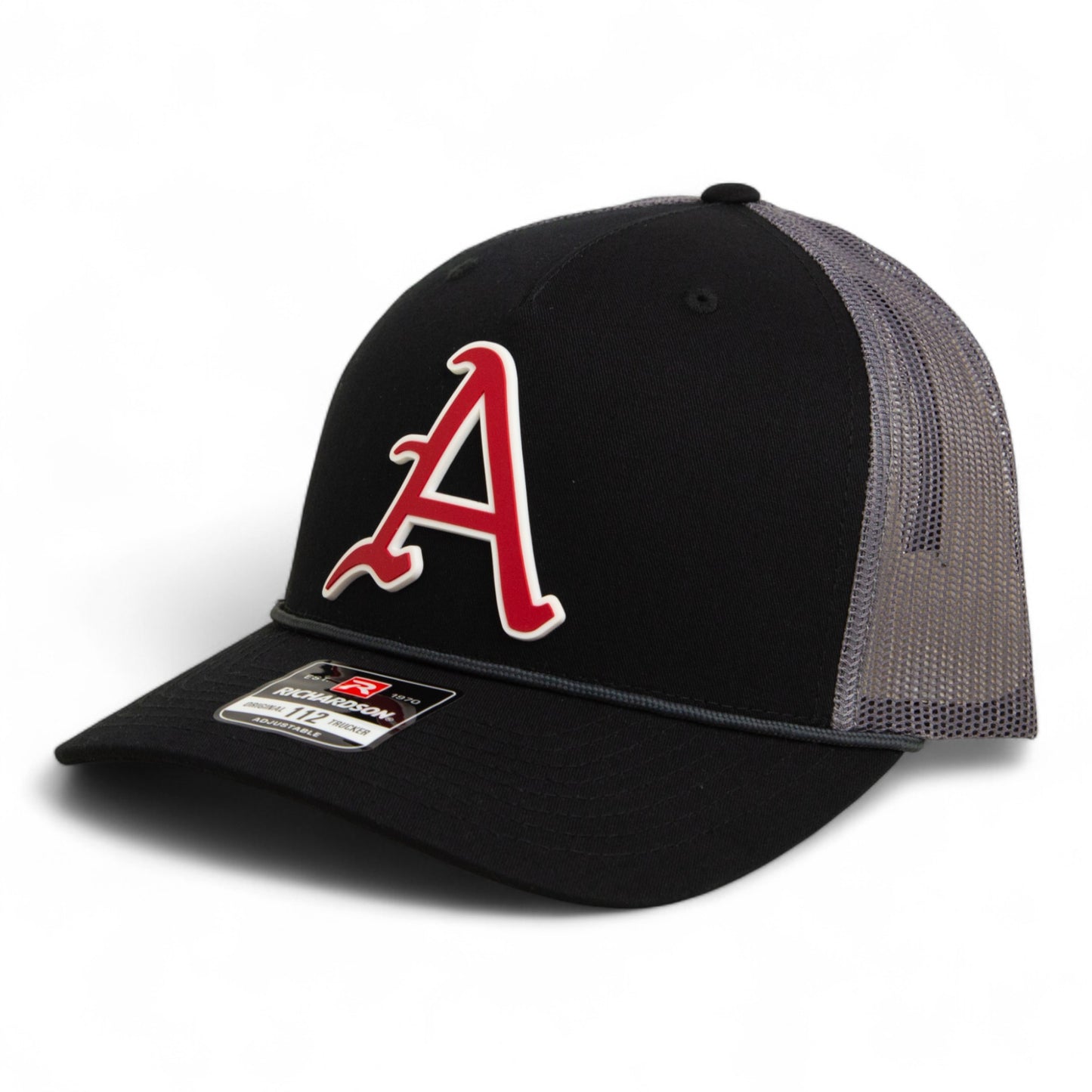 Arkansas Razorbacks Baseball Script A 2025 College World Series 3D Snapback Trucker Rope Hat- Black/ Charcoal