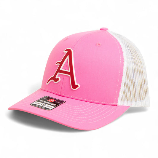 Arkansas Razorbacks Baseball Script A 2025 College World Series 3D Snapback Trucker Hat- Pink/ White