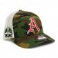Arkansas Razorbacks Baseball Script A 2025 College World Series 3D Snapback Trucker Hat- Army Camo/ White