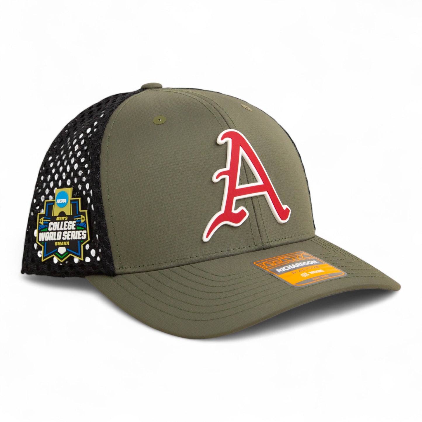 Arkansas Razorbacks Baseball Script A 2025 College World Series 3D Snapback Tilikum Trucker Hat- Loden/ Black