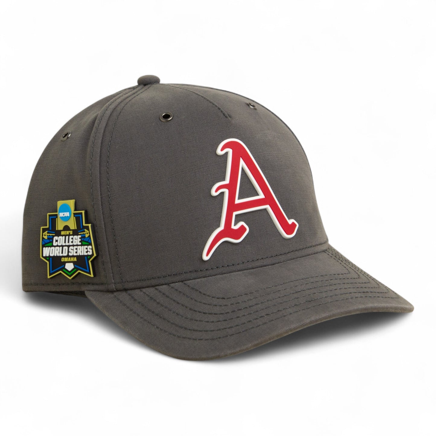 Arkansas Razorbacks Baseball Script A 2025 College World Series 3D Snapback Canvas Hat- Charcoal
