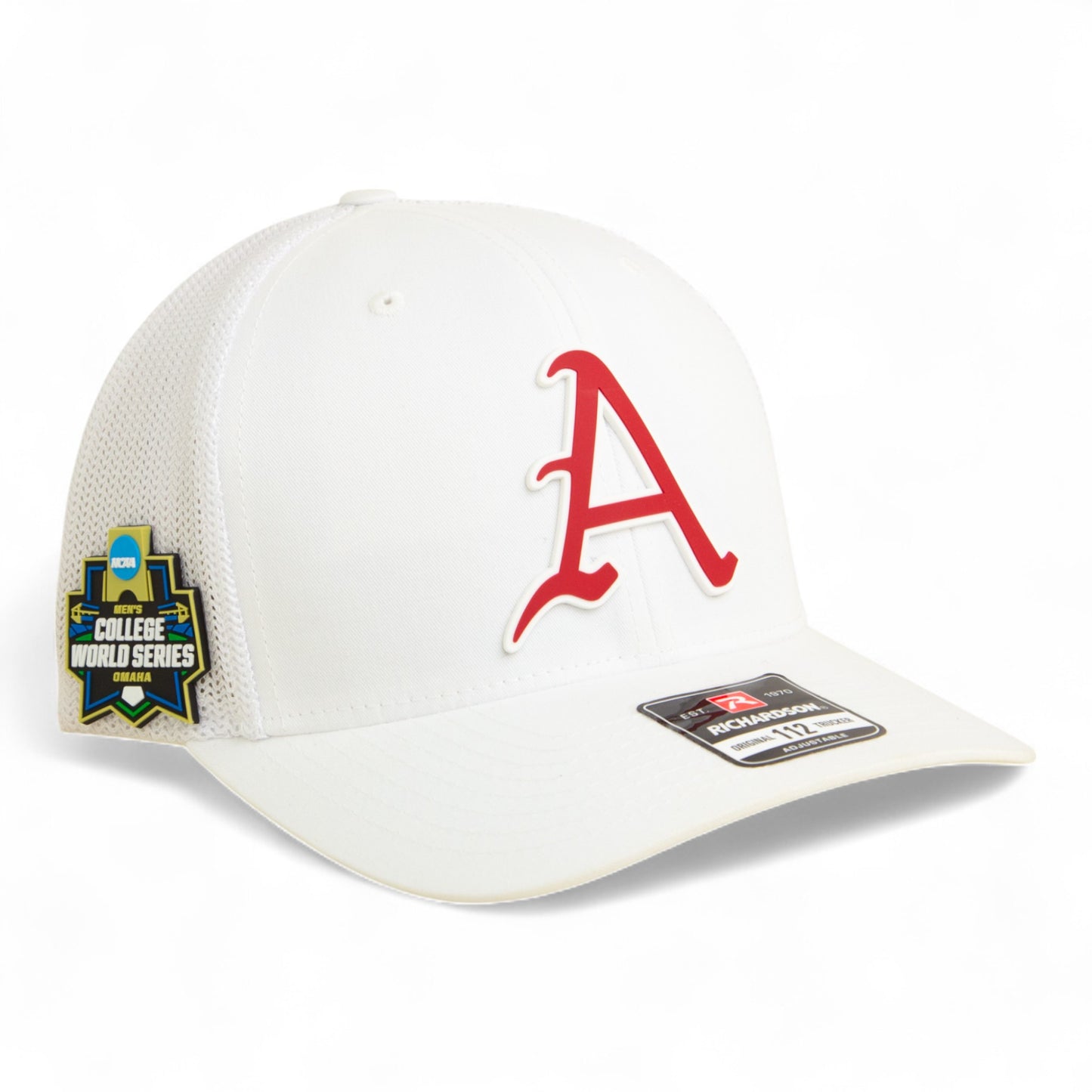 Arkansas Razorbacks Baseball Script A 2025 College World Series 3D Snapback Trucker Hat- White