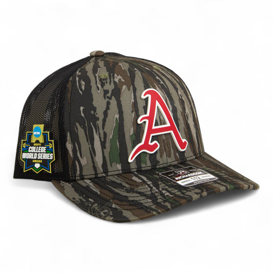 Arkansas Razorbacks Baseball Script A 2025 College World Series 3D Snapback Trucker Hat- Realtree Original/ Black